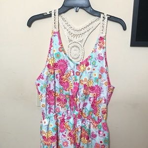 Floral Romper with Crochet back detail